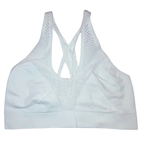 L | Mesh Seamless Strappy Back Sports Bra | White - Picture 1 of 3